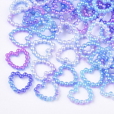 Rainbow ABS Plastic Imitation Pearl Linking Rings OACR-T015-04-06-1