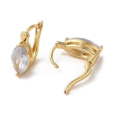 Golden Brass Micro Pave Cubic Zirconia Hoop Earrings EJEW-C073-05A-G-1