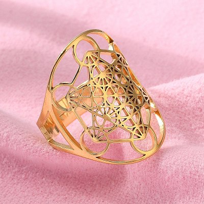 304 Stainless Steel Star of David Adjustable Ring LS-RJEW-P037-05G-1