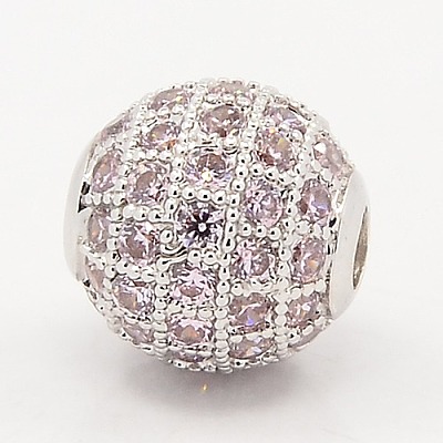 Thistle CZ Jewelry Findings Brass Micro Pave Cubic Zirconia Round Beads ZIRC-M015-13P-NR-1