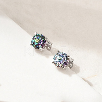 925 Sterling Silver Moissanite Rhinestone Stud Earrings EJEW-U042-04P-1