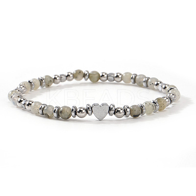 Natural Gemstone Round Beaded Stretch Bracelets LS-EV1340-4-1
