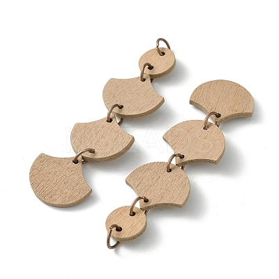 Flat Round & Fan Poplar Wood Big Pendants WOOD-G019-03A-1