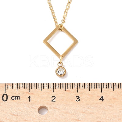 304 Stainless Steel Crystal Rhinestone Geometric Pendant Cable Chain Necklaces NJEW-Z073-01G-03-1