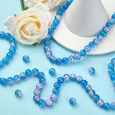 Spray Painted Crackle Glass Beads Strands CCG-Q001-10mm-19-1