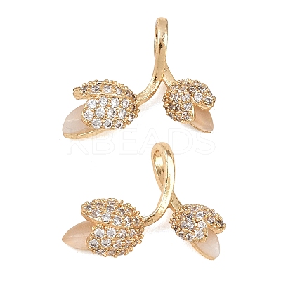 Brass Micro Pave Clear Cubic Zirconia with Resin Charms KK-G552-04G-1