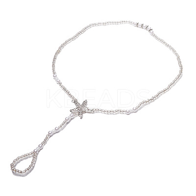 Summer Beach Resin Starfish Charm Glass Seed Beaded Stretch Toe Ring Anklets for Women FS-WGE60B8-01-1