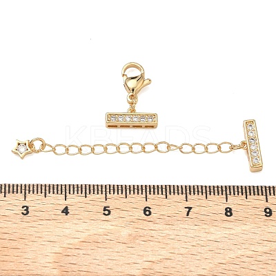 Brass Micro Pave Clear Cubic Zirconia Curb Chain Extender KK-G556-08G-01-1