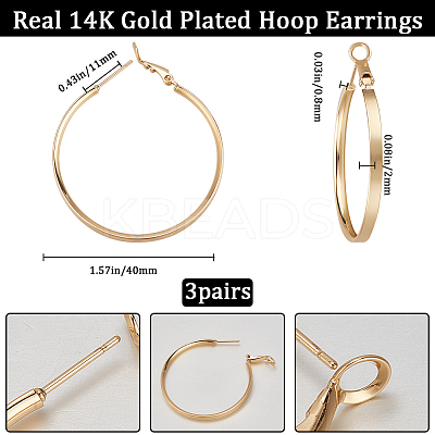 3 Pairs Brass Hoop Earrings for Women EJEW-BBC0001-66G-02-1