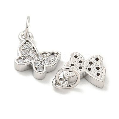 Rack Plating Brass Micro Pave Clear Cubic Zirconia Pendants KK-B093-13B-P-1