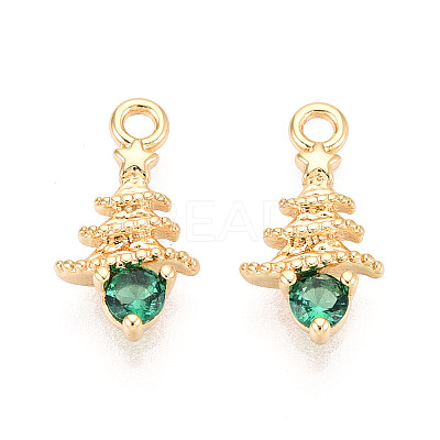 Brass Micro Pave Cubic Zirconia Charms KK-N263-144B-G-1