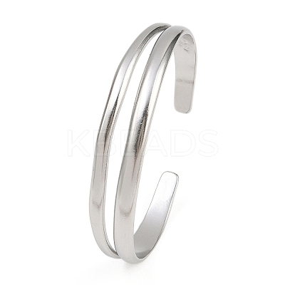 304 Stainless Steel Cuff Bangles for Women BJEW-B147-02P-1