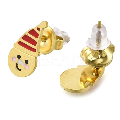 Ion Plating(IP) 304 Stainless Steel Enamel Stud Earrings EJEW-I316-04G-04-1