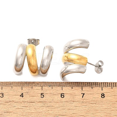 304 Stainless Steel Two Tone Stud Earrings EJEW-F355-05GP-01-1
