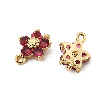 Brass Pave Cubic Zirconia Flower Links Connector Charms KK-H089-34G-05-1