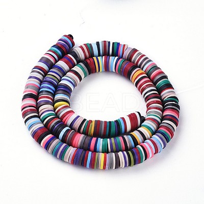 Flat Round Handmade Polymer Clay Beads CLAY-R067-8.0mm-M2-1