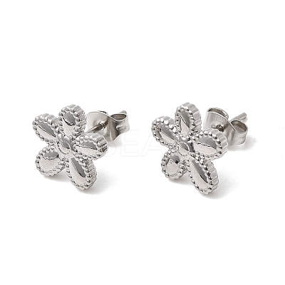 Flower 304 Stainless Steel Stud Earrings EJEW-G453-09P-1