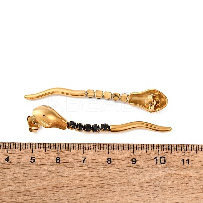 304 Stainless Steel Snake Stud Earrings EJEW-A136-03A-G-1