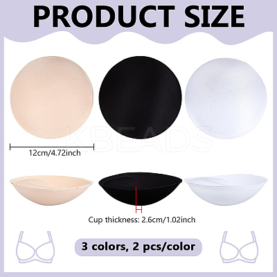 3 Pairs 3 Colors Polyester Round Bra Pads Inserts DIY-BC0016-72-1