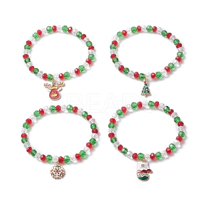 4Pcs 4 Style Glass Beaded Stretch Bracelets Set BJEW-JB09342-1