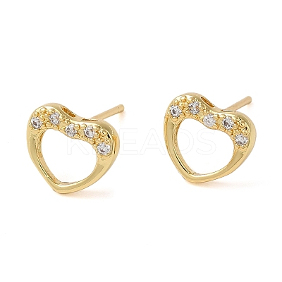 Rack Plating Brass Hollow Heart Stud Earrings EJEW-M235-03G-1