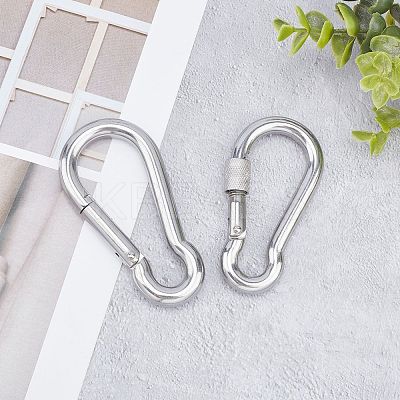 2Pcs 2 Style 304 Stainless Steel Rock Climbing Carabiners STAS-UN0020-68P-1