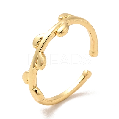 Brass Leaf Open Cuff Ring for Women KK-H434-27G-1