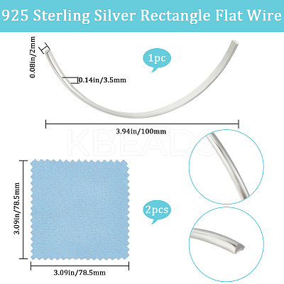 1Pc 925 Sterling Silver Rectangle Flat Wire STER-BBC0005-64A-1