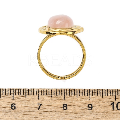 Oval Natural Rose Quartz Finger Rings RJEW-M063-01G-13-1