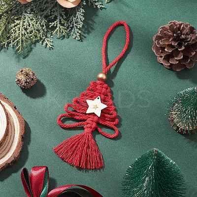 Cotton Christmas Trees Pendant Decoration HJEW-JM03830-03-1