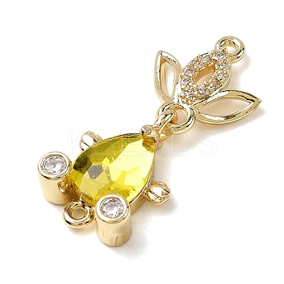 Brass Micro Pave Clear Cubic Zirconia Fish Links Connector Charms KK-K375-26G-19-1