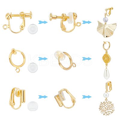 18Pcs 3 Style Brass Clip-on Earring Findings FIND-SC0003-96G-1