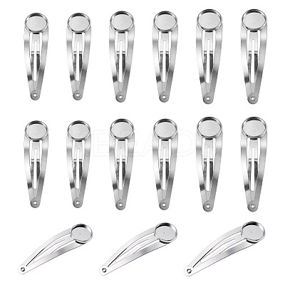15Pcs 3 Styles 304 Stainless Steel Snap Hair Clip Finding STAS-TA0006-49-1