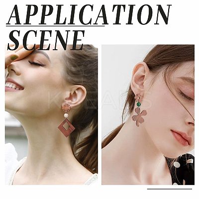 20Pcs 10 Styles Walnut Wood Stud Earring Findings FIND-BBC0001-46-1