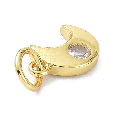 Brass Cubic Zirconia Charms ZIRC-C022-20G-1