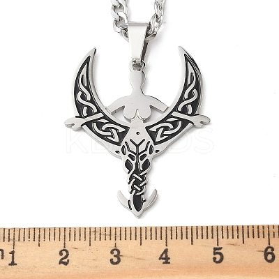201 Stainless Steel Black Enamel Moon Goddess Pendant Necklaces LS-NJEW-H065-10P-1