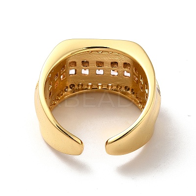 Cubic Zirconia Multi Line Open Cuff Ring RJEW-C041-10G-1