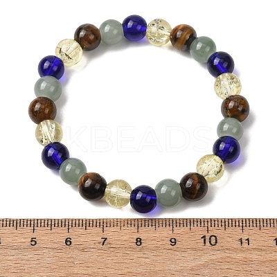 Natural Tiger Eye & Glass Beads Stretch Bracelets for Women Men LS-BJEW-P398-01C-1