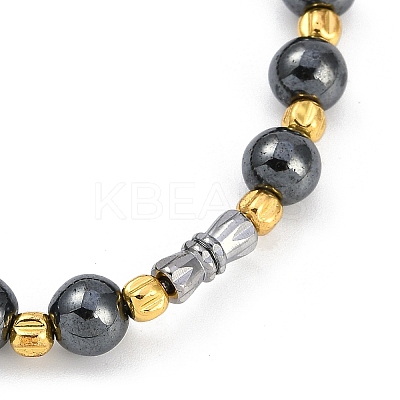 Synthetic Non-magnetic Hematite Beaded Stretch Bracelets for Women Men BJEW-F480-02B-1