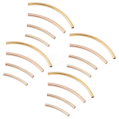 220Pcs 4 Styles Brass Smooth Curved Tube Beads KK-AR0004-49-1