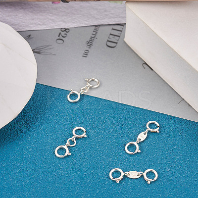 Anti-Tarnish 4Pcs 2 Style 925 Sterling Silver Spring Ring Clasps Sets STER-TA0001-05-1
