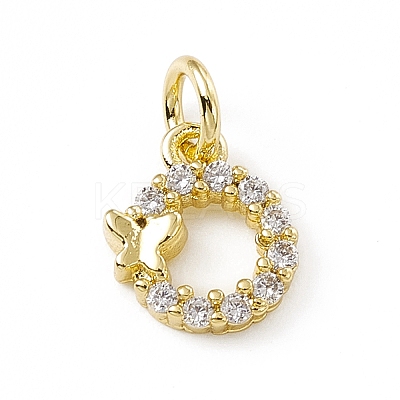 Brass Micro Pave Clear Cubic Zirconia Charms ZIRC-F132-55G-1