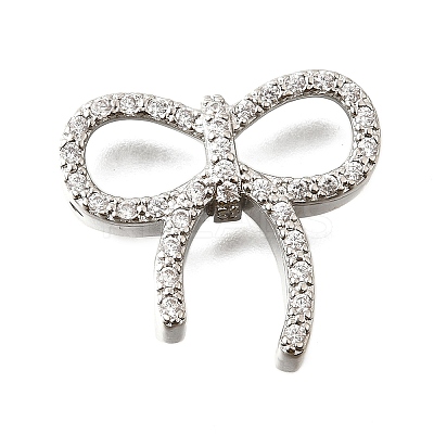 Brass Micro Pave Clear Cubic Zirconia Bowknot Multi-Strand Links KK-V008-27P-1