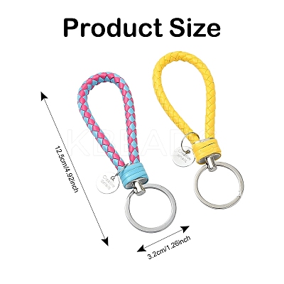 10Pcs 10 Colors PU Leather Knitting Keychains KEYC-YW0001-21-1