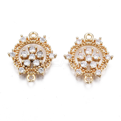 Brass Micro Pave Clear Cubic Zirconia Links Connectors KK-S359-148-RS-1