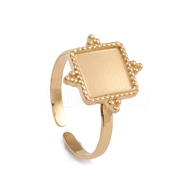 Ion Plating(IP) 304 Stainless Steel Open Cuff Finger Ring Cabochon Settings RJEW-G285-23G-1