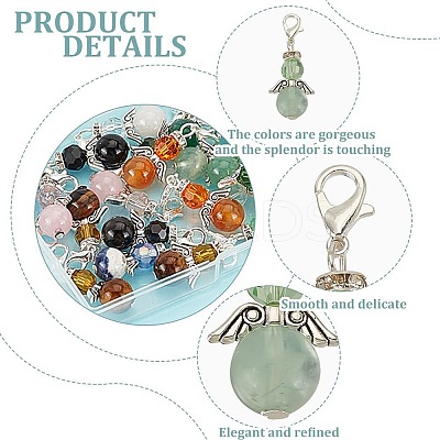 Angel Natural Gemstone Pendant Decoration HJEW-GO00033-1