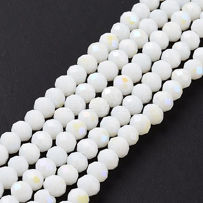 Electroplate Opaque Solid Color Glass Beads Strands EGLA-A034-P8mm-L17-1