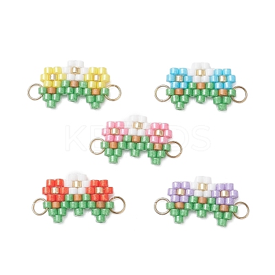 Glass Seed Beaded Connector Charms PALLOY-MZ01210-1