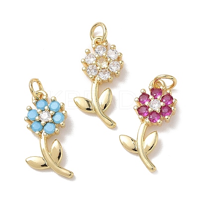 Brass Micro Pave Cubic Zirconia Pendants KK-L268-029G-1